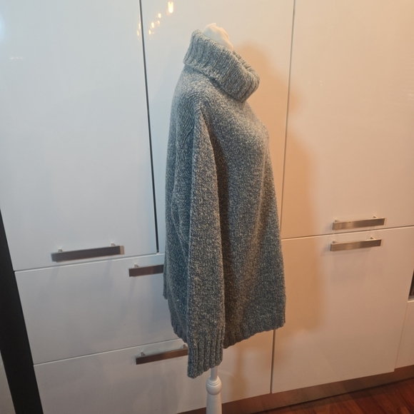 Fisherman Ireland 100% Merino New Wool Funnel Neck Oversized Sweater XXL Blue - Picture 8 of 10